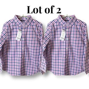Lot of 2 Identical Gymboree Check Long Sleeve Button Down Shirts Size 5/6